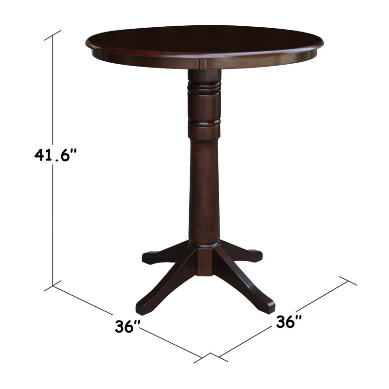 Table de salle à manger Craighead, H 41,9 po x L 36 po x l 36 po, Moka riche