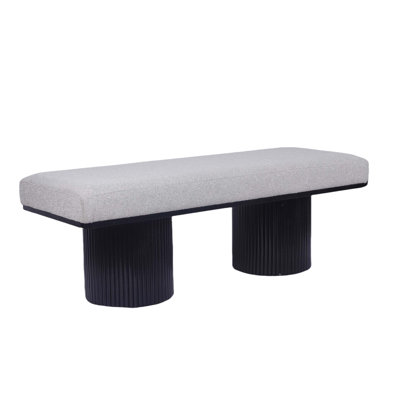 Upholstered Bench With Chunky Legs, Boucle Fabric, Contemporary Style For Bedroom And Living Room Comfort