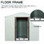 Abri de jardin en métal de 1,83 m x 1,52 m avec base, blanc - Construction en acier galvanisé, panneaux ventilés, porte coulissante avec serrure, instructions de montage faciles, construction robuste en fer pour l'extérieur, revêtement, aérations perforées.