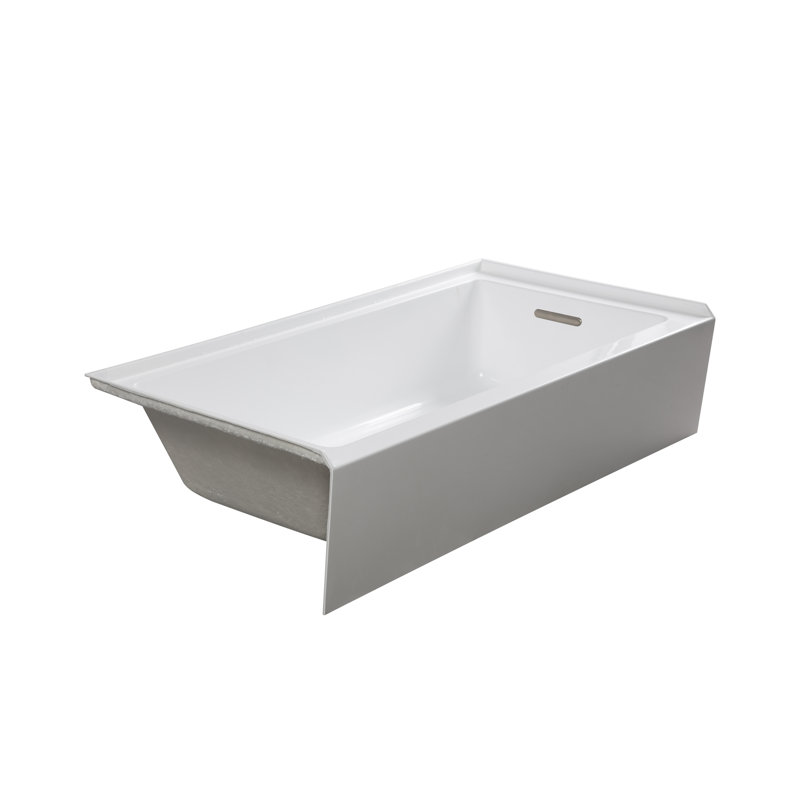 Baignoire en alcôve Unity UATLN603220-R 60 po x 32 po x 20 po en acrylique avec bonde à droite, blanc (brillant), Oui