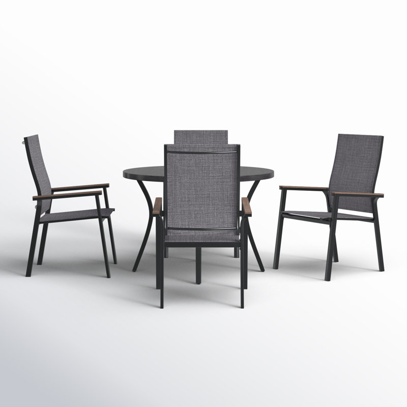 Alyah 4 - Person Patio Dining Set with Round Table, 25.2" H x 80" L x 80" W