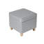 Repose-pieds carré avec rangement Pyp, tissu imprimé gris 18 po, bois brun