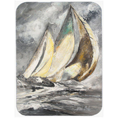 Caroline's Treasures Boat Full Sailboats Glass Cutting Board