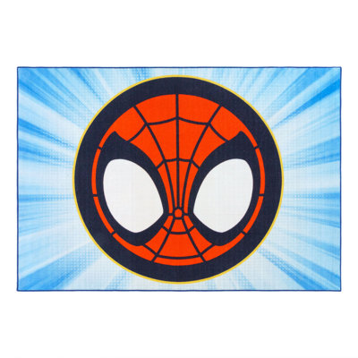 Licensed Marvel Spiderman Face Red Blue White Youth Digital Printed Non-Slip Area Rug