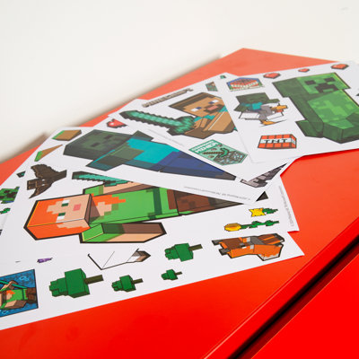 Minecraft wall stickers, stickers, self -adhesive murals, 6 sheets