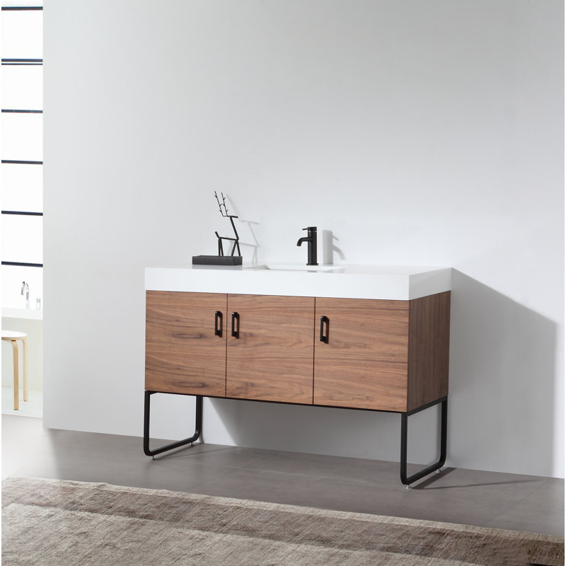 Veemon 48” W Single Vanity, Walnut