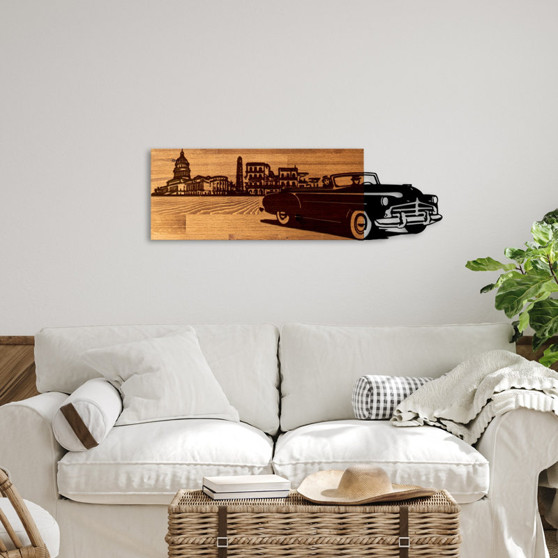 Elegant Decorative Wooden Wall Accessory, Walnut & Black, 31.5 x 9.8 x 1.2 inches | 50% Real Wood & 50% Metal Construction, Thickness: 1.2 inches | Unique Design for Modern Home Décor & Stylish Accent