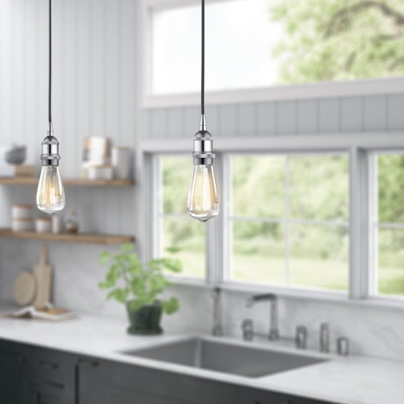 Luminaire suspendu à 1 lumière Waterville, Chrome poli