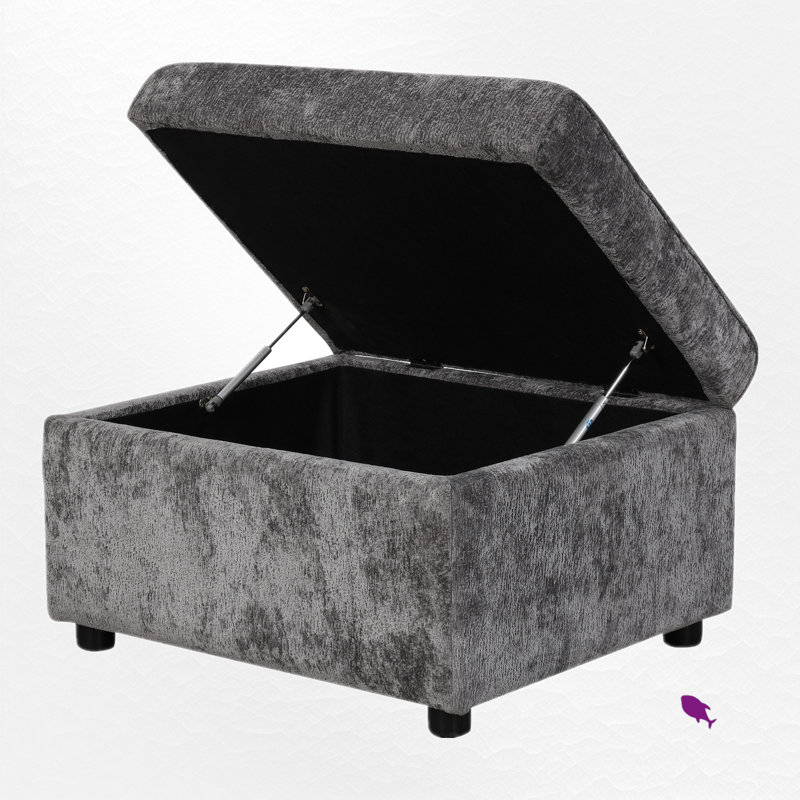 5 - Piece Upholstered Sectional With Storage, Gray Chenille