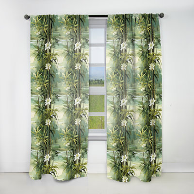 Bamboo Reflections Tropical Motif II - Rideau floral - Rideau floral obscurcissant - 1 panneau
