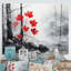 Bianchina, forêt monochrome rouge minimaliste II - forêt, art mural-544809384-544809386