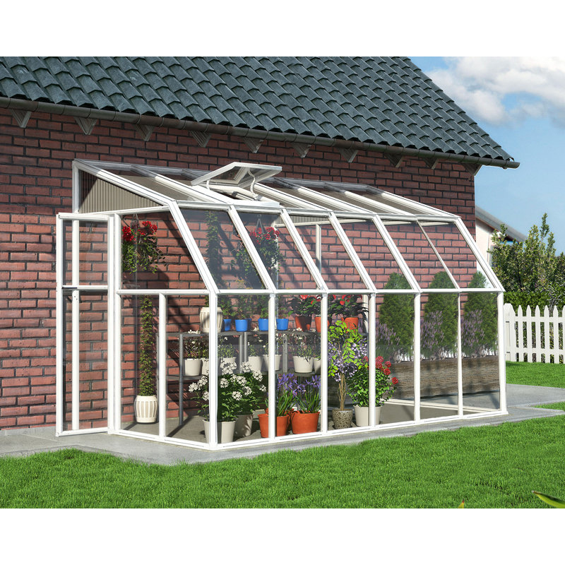 White Resin Frame Sunroom Greenhouse with Clear Acrylic Walls
