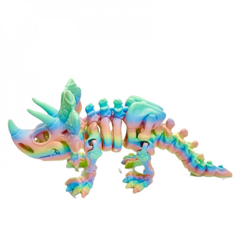 Figurine tricératops blanche imprimée en 3D, Multi, H 3,25 po x l 1,5 po x P 8 po