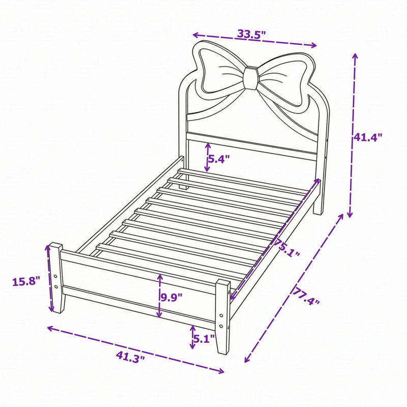 Lit plateforme en bois avec tête de lit et pieds arqués, sommier à lattes, Lit simple, Naturel beige