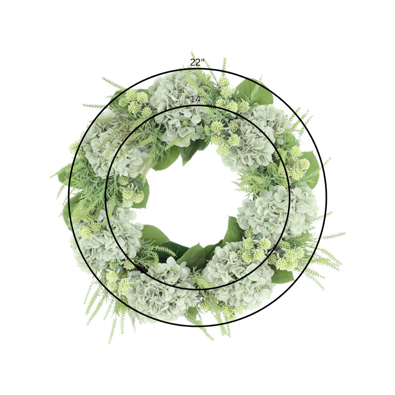 Sofia Seafoam Green Hydrangea with Budding Flower Wreath