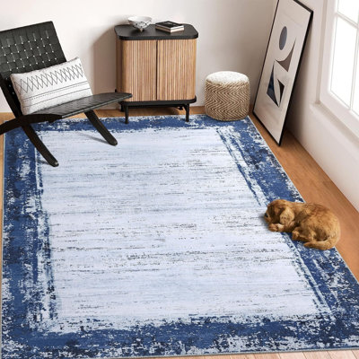 Tapis neutre moderne à motif géométrique lavable