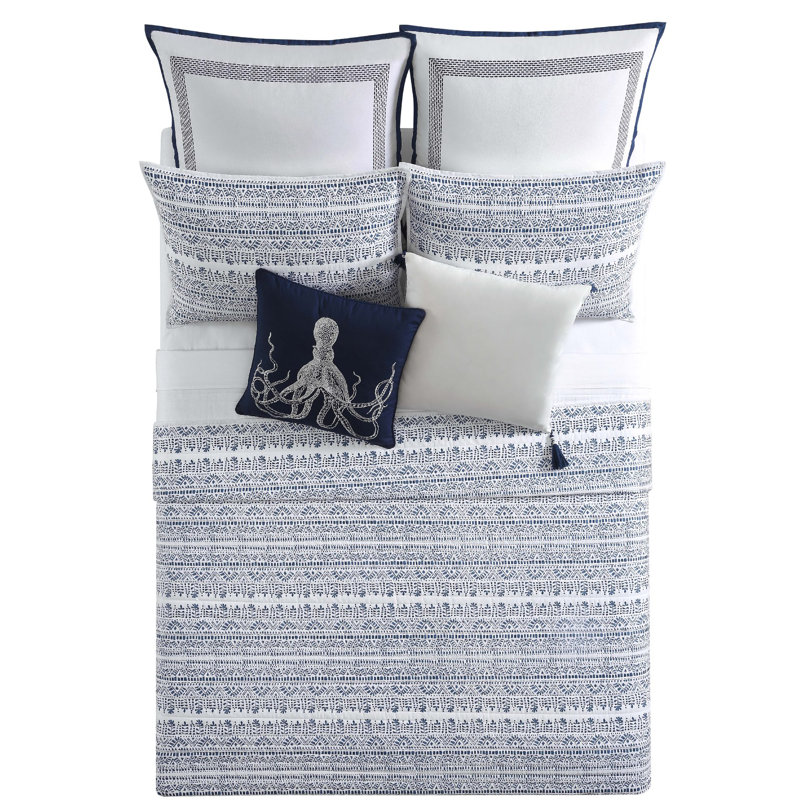 Reef Coastal Cotton Geometric Shapes Quilt, Full/Queen Quilt + 2 Shams