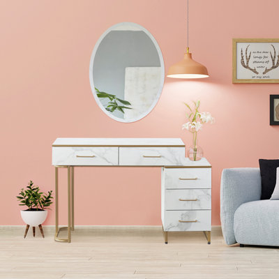 green emerald velvet dress Dressing Table: 74.38'' Wide Vanity Set with Stool and Mirror  Studio GKW