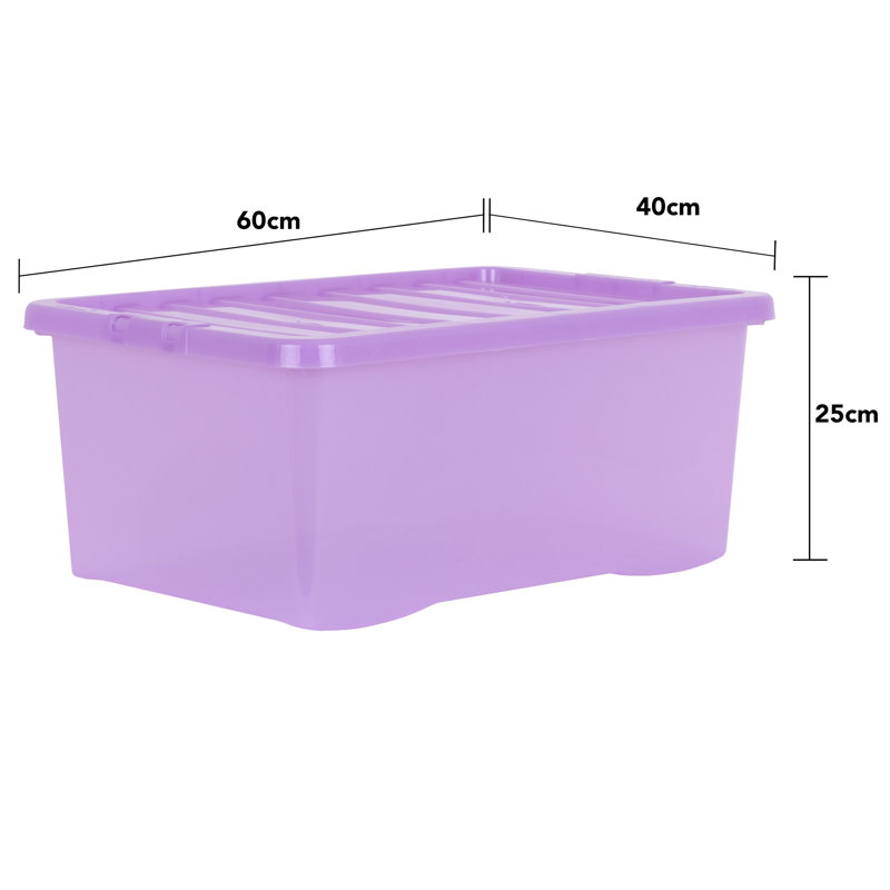 Wham Sparkle 45L Plastic Storage Boxes Pack of 10 Tint Lavender