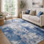 Tapis abstrait lavable bleu-gris de 152 x 213 cm avec envers antidérapant