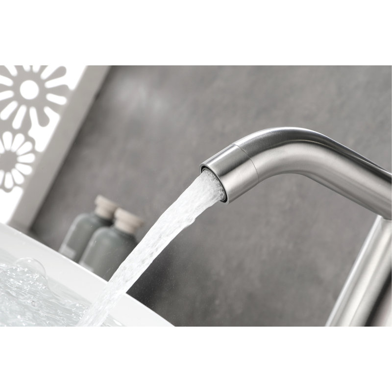 Single Handle Bathroom Sink Faucet - Modern, Brushed Nickel Plating, Stainless Steel, Expeditious Mounting Scheme Modern Vanity In Easy Installation & Operation