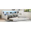 Lit de jour en bois avec tablettes de rangement, USB, DEL et lit gigogne-336757406