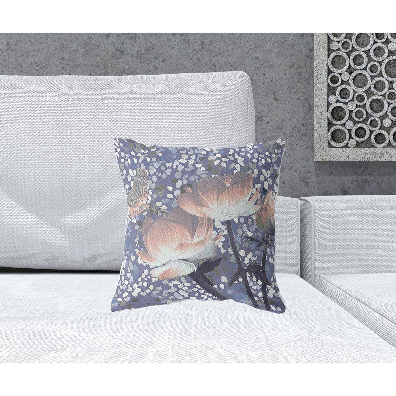 Coussin décoratif intérieur floral 16 "X 16", Pêche