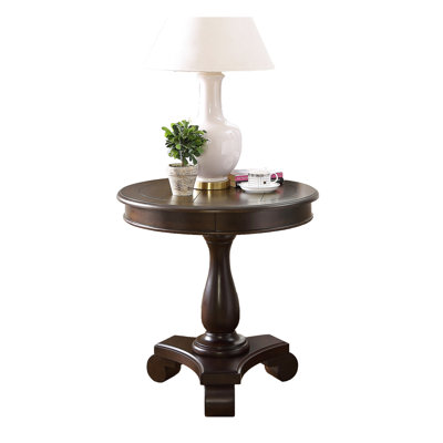 Table d'appoint à piédestal de 26 po - Diamètre en bois gracieux au design élégant, attrait visuel