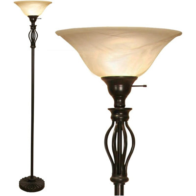 Lampe torchère sur pied 72 po avec abat-jour en verre albâtre Stella
