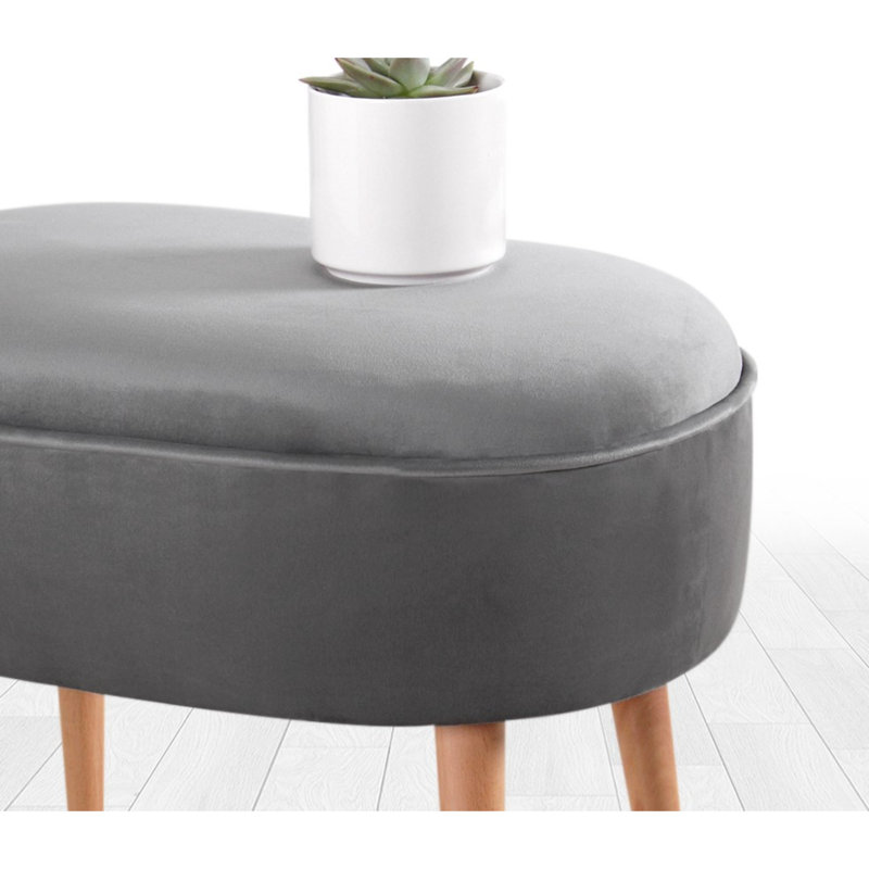 Pouf élégant en velours de 24,8 po x 18,5 po x 17,3 po | Tissu 100% velours, 35 éponges orthopédiques, pieds en bois | Design bohémien et scandinave, parfait pour le salon, la chambre à coucher ou la décoration d'hôtel, couleur grise