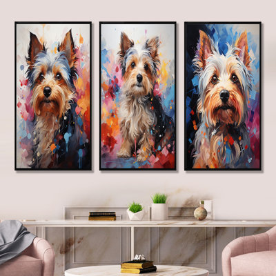 Doge Yorkie Reverie - Dog Canvas Wall Art Set Of 4