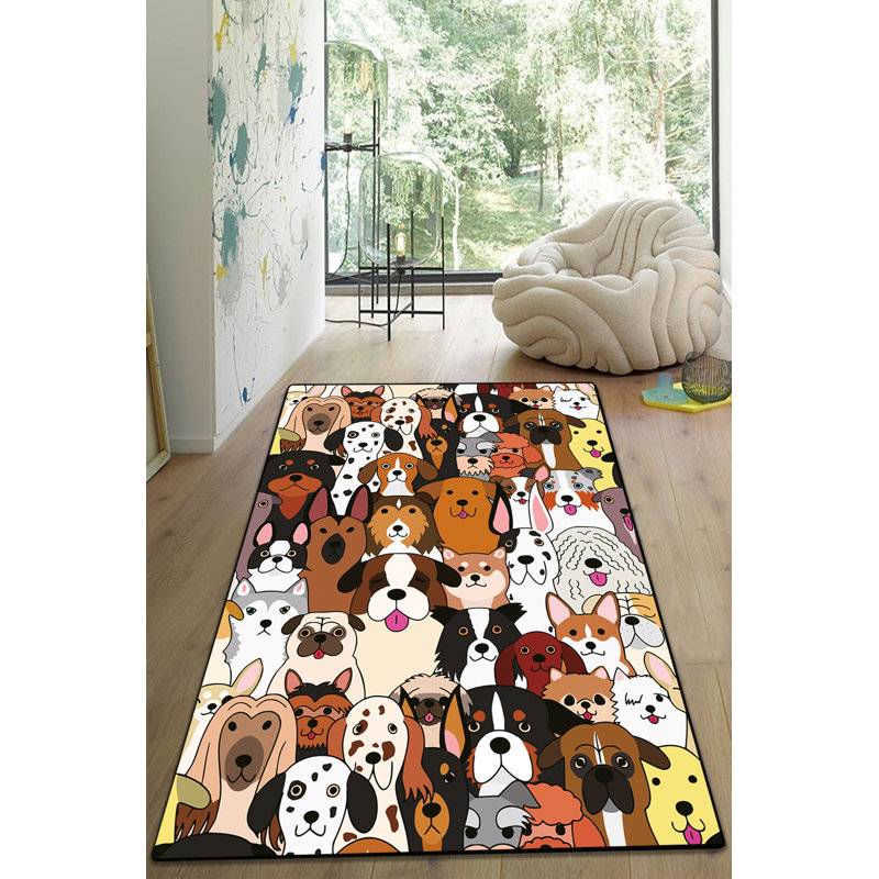 Stylish Hall Carpet, 3.3 x 5.9 Feet, 100% Polyester, 1000 g/m² | Non-Slip Dot Underside, Pile Height: 0.2 Inches, Machine Washable at 86°F | Elegant Digital Print Design, Perfect for Entryways & Living Spaces