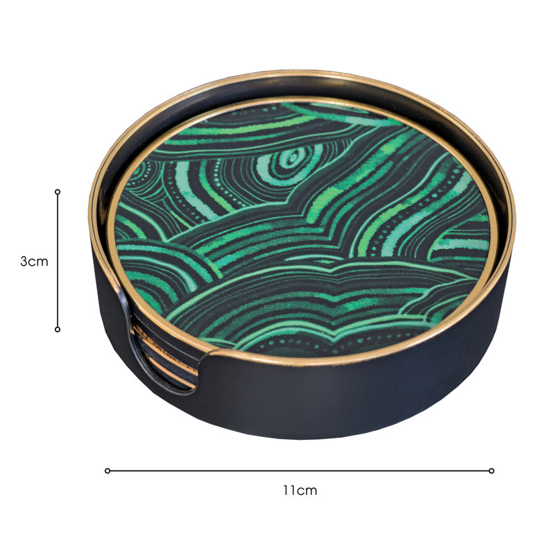 LLB- Round coaster setof 4 Malachite