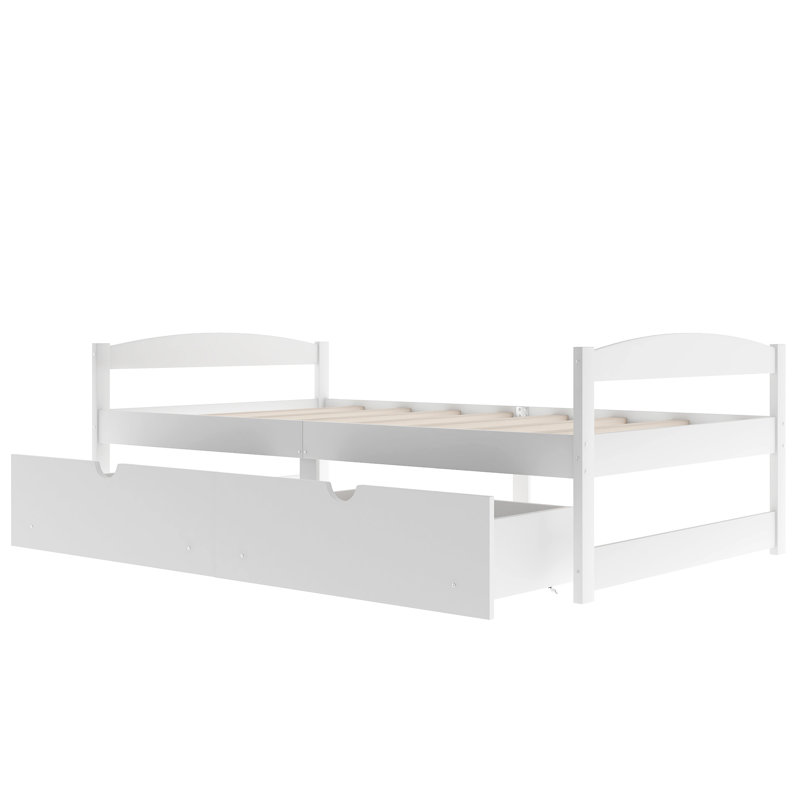Lit plateforme simple blanc exquis avec tiroirs de rangement - et pratique taille de tiroir style élégant