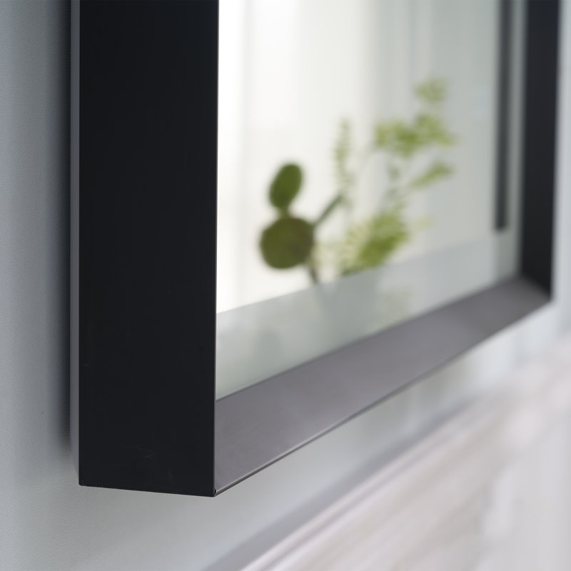 Miroir de salle de bain Edlun, 32 po x 24 po, Noir mat