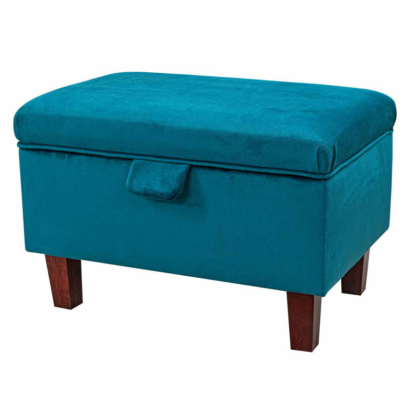 50cm Blue Velvet Storage Ottoman