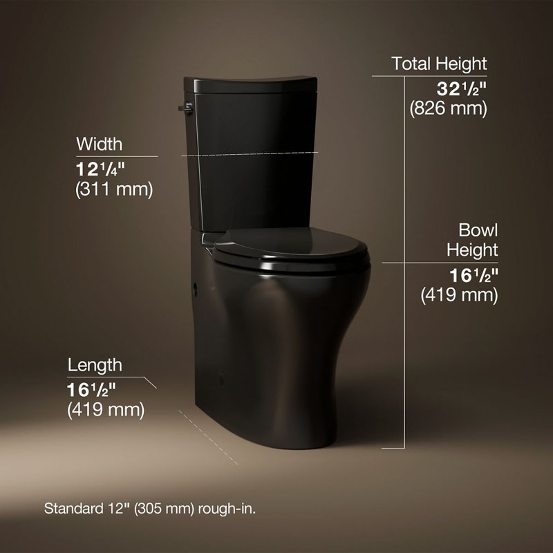 Persuade® Curv 1.6 GPF High Efficiency Dual Flush Floor Mounted Two-Piece toilet, Black 