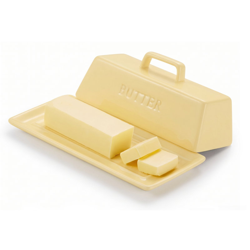 Beurrier en céramique, jaune, Jaune