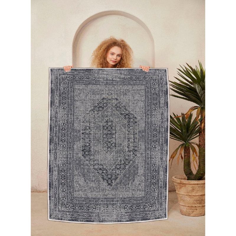 Wencil Premium 100% Cotton Area Rug, 39.4 x 59.1 Inches | 1200 GSM, 0.4 in Pile Height, Antibacterial & Non-Slip PVC Underside | Machine Washable, Elegant Grey and Mink Colors | Perfect for Living Room & Bedroom Decor