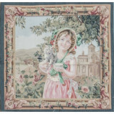 Hand-Knotted High-Quality Green and Pink Square Area Rug