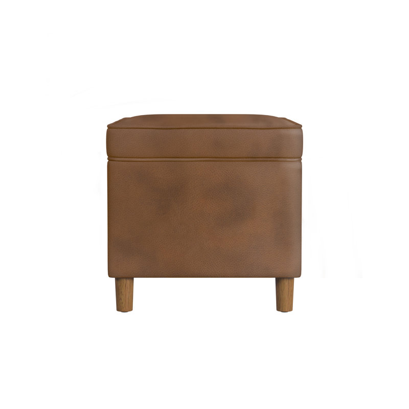 Xane Faux Leather Ottoman, Dark Brown Faux leather