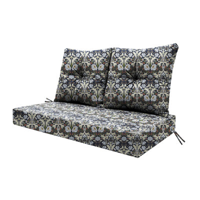 Outdoor Loveseat Deep Seat Cushion Set, 46"X24"X5" High-Density Foam, Solution-Dyed Fabric Water-Repellent UV-Resistant, Zippered Removable Cover For Patio Bench Swing,Floral