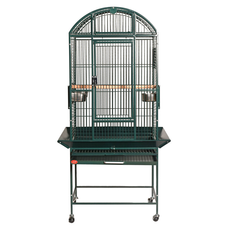 Cage à oiseaux vert à dôme moyen, Medium (61" H x 22" W x 24" D), Vert