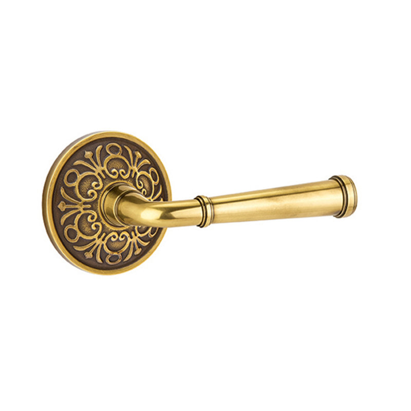 Poignée de porte avec rosette Merrimack, Gauche, Laiton antique français
