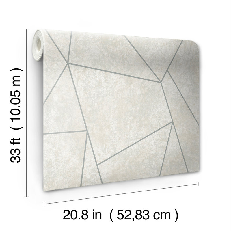 Nazca Geometric Metallic Wallpaper Roll, Gray