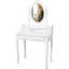 Bureau de meuble-lavabo avec miroir pivotant à 360 °, rangement à 4 tiroirs, finition blanche, tabouret confortable, tiroirs visuels attrayants, structure stable polyvalente rembourrée-1922352005