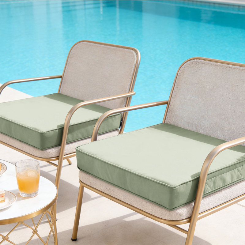 Coussin de chaise de patio avec poignée et attaches pour canapé de jardin, 19 po x 19 po x 3 po, Sauge, 4