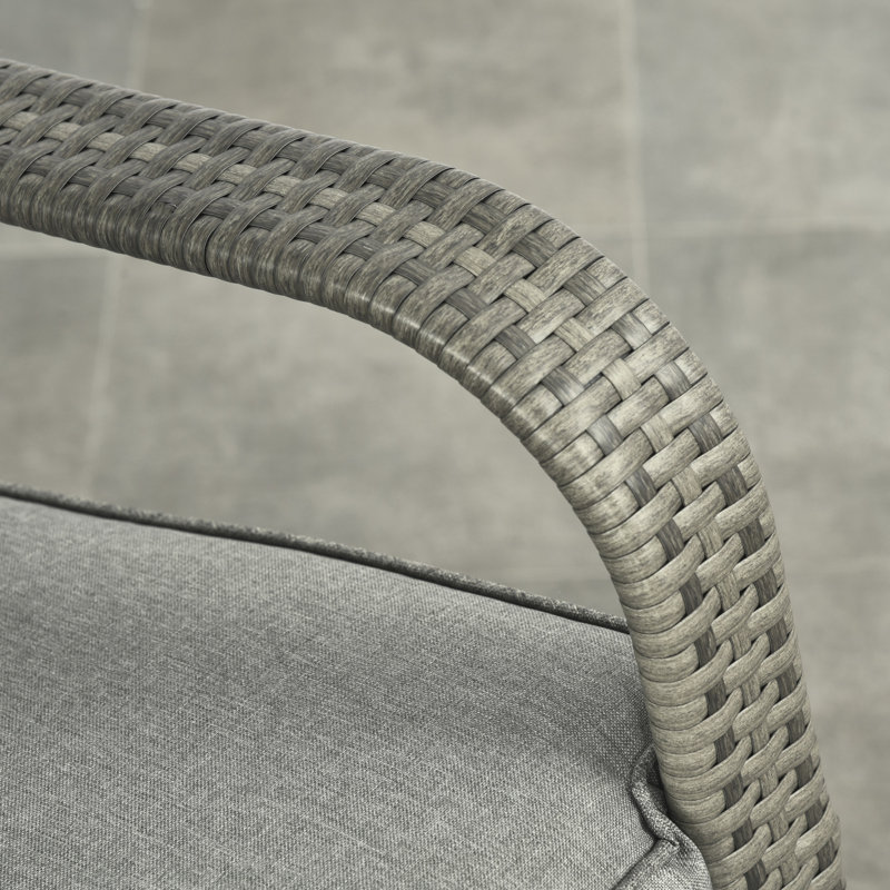 Fauteuil inclinable PE en rotin avec repose-pieds, gris, Gris