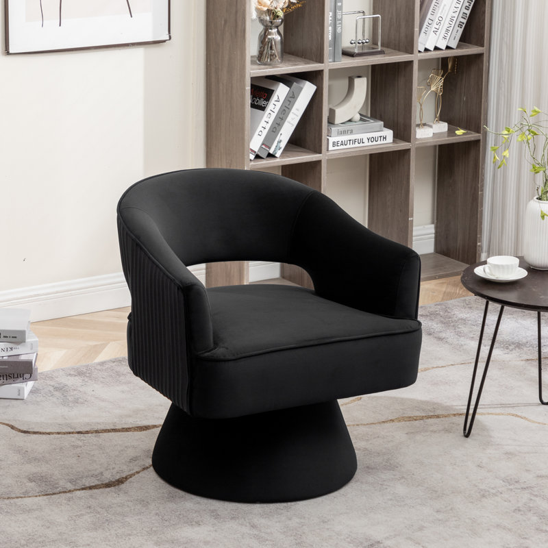 Fauteuil demi-tonneau Chynna, Velours noir