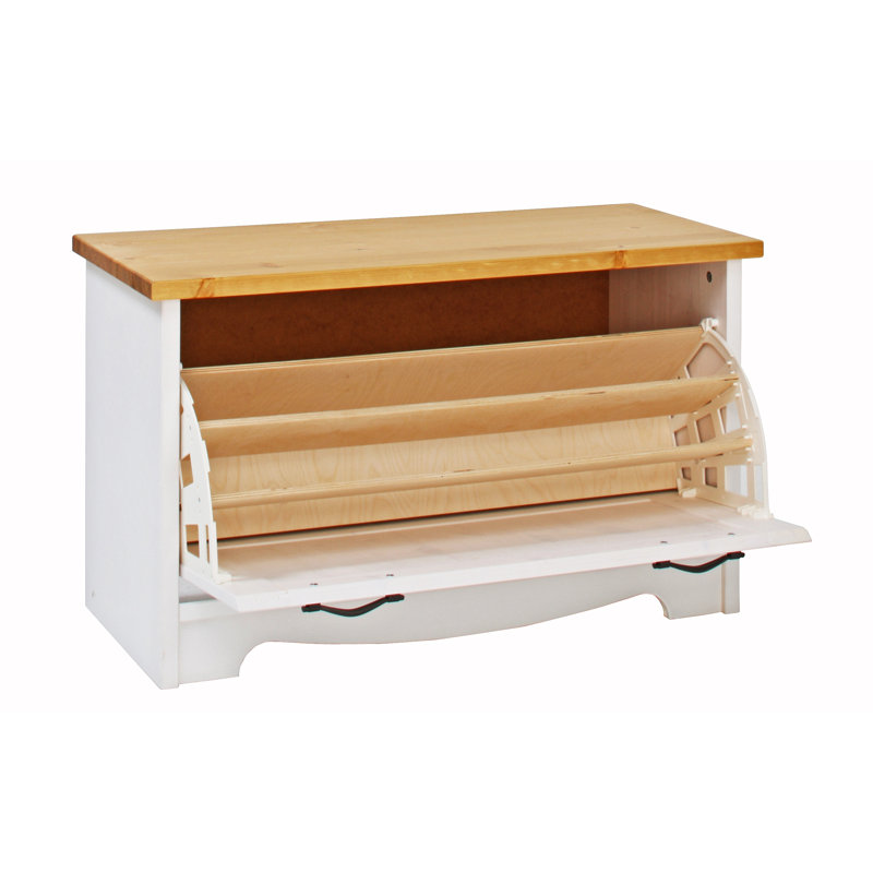 8 Pair Solid Wood Shoe Storage Cabinet, White 